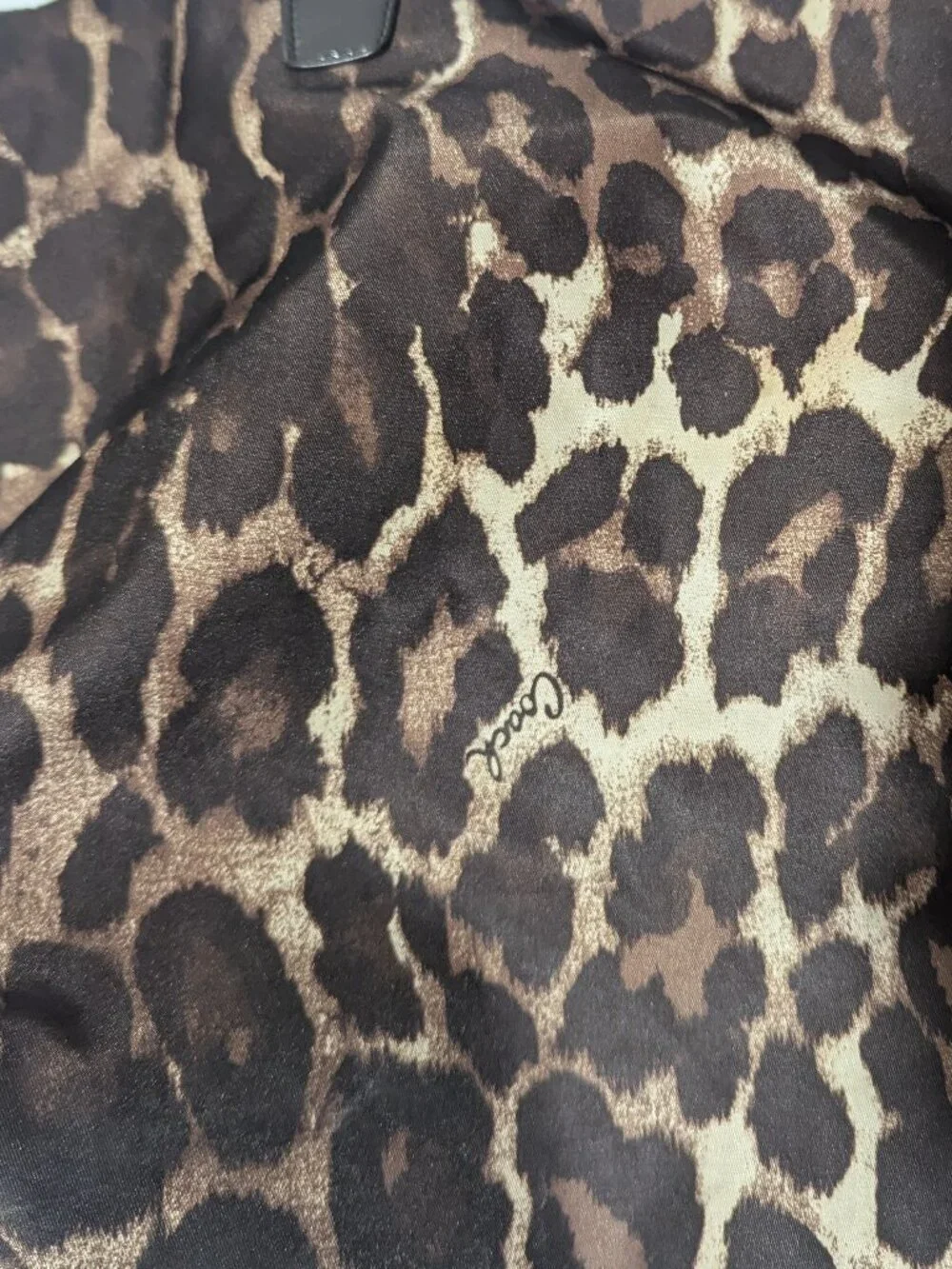 Coach Leopard Print Nylon Weekender Tote Bag Travel Carryall Zip Top NO Pouch - Picture 6 of 10